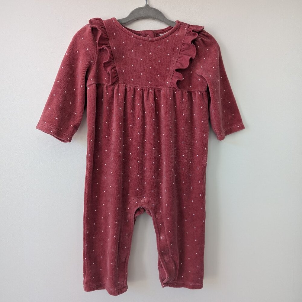 Janie and Jack Long Sleeved Romper with white dots